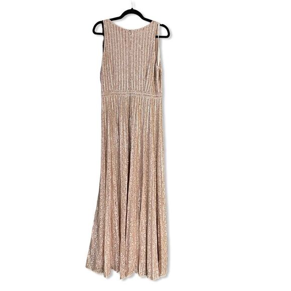 NWT Mac Duggal Sequined Sleeveless Plunge Neck Flowy Gown dress rose pink 10 - Picture 8 of 13